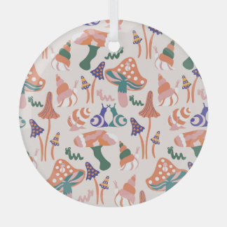 Herfst paddenstoelen, kleurrijk naadloos ontwerp. glas ornament