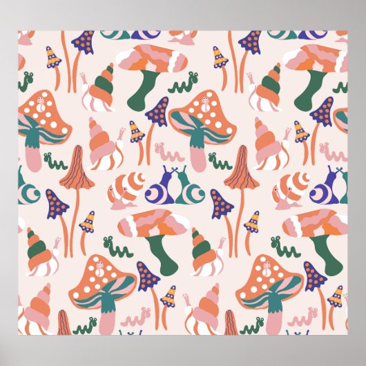 Herfst paddenstoelen, kleurrijk naadloos ontwerp. poster (Voorkant)