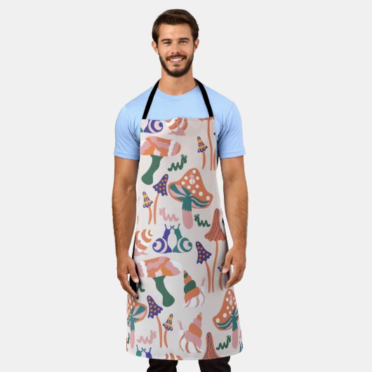 Herfst paddenstoelen, kleurrijk naadloos ontwerp. schort (Gedragen)