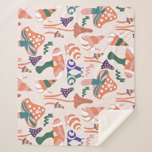 Herfst paddenstoelen, kleurrijk naadloos ontwerp. sherpa deken (Voorkant)