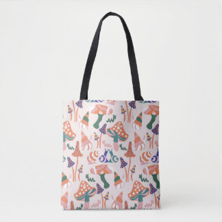 Herfst paddenstoelen, kleurrijk naadloos ontwerp. tote bag