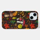Herfst paddenstoelen, noten en bessen op donker Case-Mate iPhone case (Achterkant (horizontaal))
