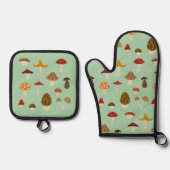 Herfst Paddenstoelen Oven Mitt & Pot Holder Set (Voorkant)