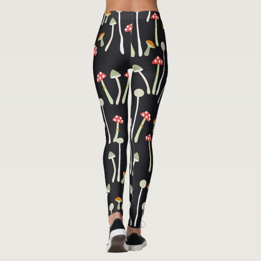  herfst paddenstoelen patroonontwerp. leggings (Achterkant)