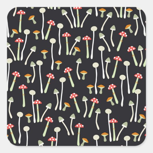 herfst paddenstoelen patroonontwerp. vierkante sticker (Voorkant)