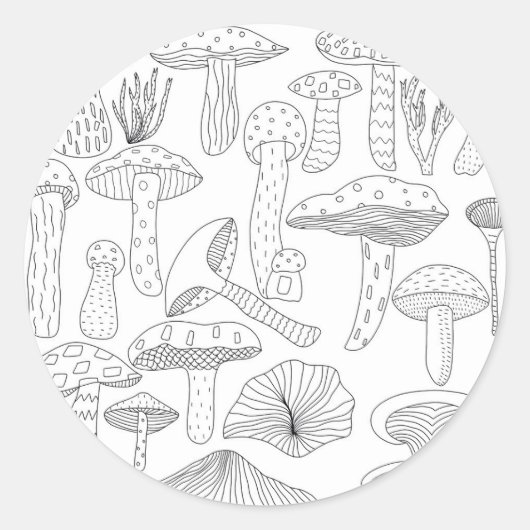 Herfst paddenstoelenbos ronde sticker (Voorkant)