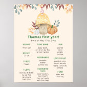 Herfst paddestoel eerste verjaardag mijlpaal verja poster (Voorkant)