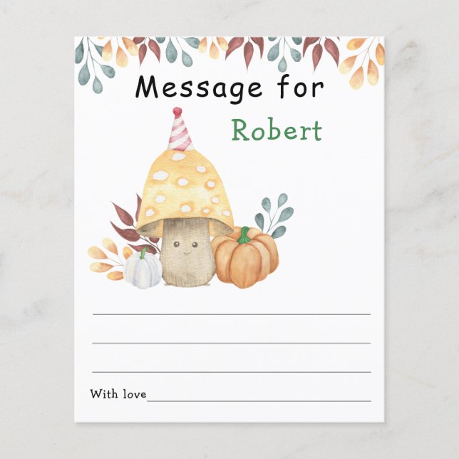 Herfst paddestoel verjaardagstijd capsule bericht (Voorkant)