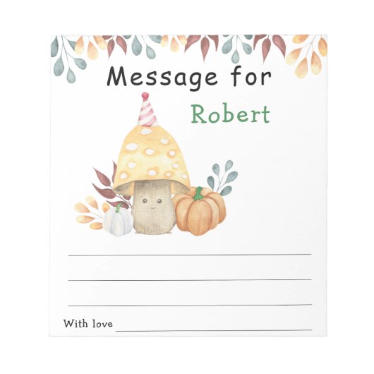 Herfst paddestoel verjaardagstijd capsule bericht notitieblok (Voorkant)