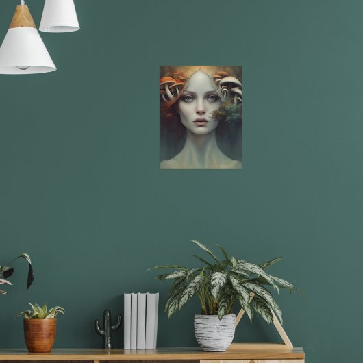 Herfst Paddestoel Vrouw Poster (Woonkamer 1)