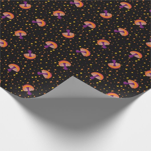 Herfst paddo's_zwart cadeaupapier (Hoek)