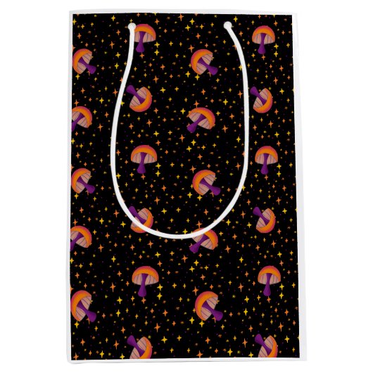 Herfst paddo's_zwart medium cadeauzakje (Voorkant)