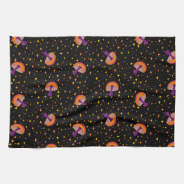 Herfst paddo's_zwart theedoek