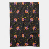 Herfst paddo's_zwart theedoek (Verticaal)