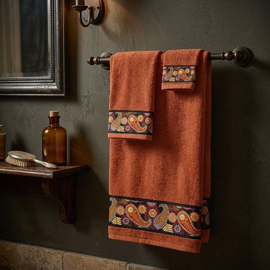 Herfst paisley rand bad handdoek