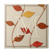 Herfst Palet Bladeren Voeg uw Monogram Tegel Tegeltje (Voorkant)