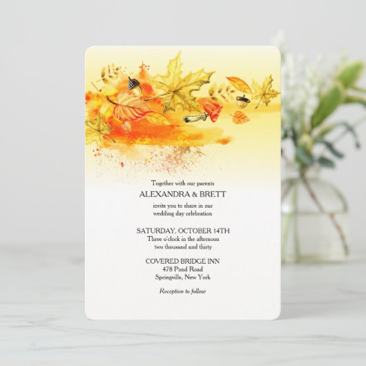 Herfst Palette Wedding Uitnodiging (Staand voorkant)