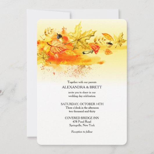 Herfst Palette Wedding Uitnodiging (Voorkant)