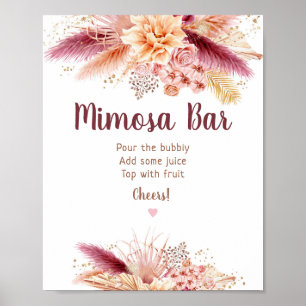 Herfst Pampagras Boho Bruiloftsborrel Mimosa Bar Poster