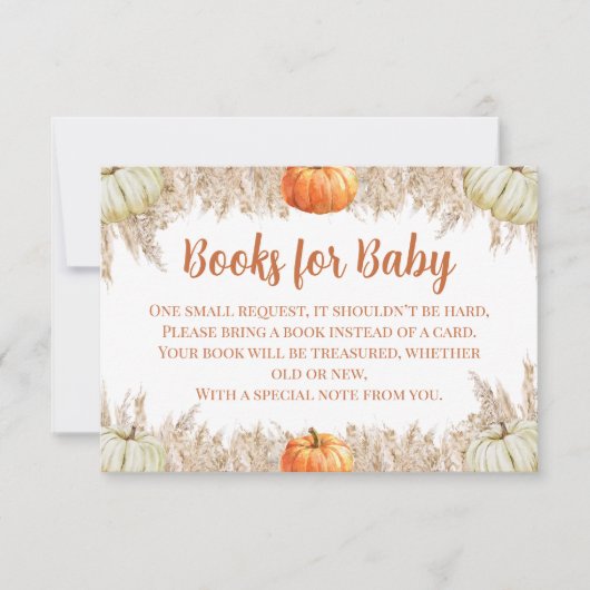 Herfst Pampas Gras Boeken voor Baby Inlay Bedankkaart (Voorkant)