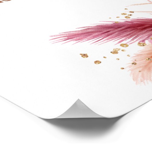 Herfst Pampas Gras Boho Bruiloft Feestelijke Welko Poster (Hoek)