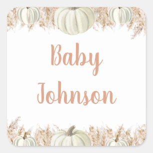 Herfst Pampas Gras Favor Tag   Landelijke Herfst B Vierkante Sticker