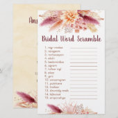 Herfst Pampas Grass Boho Bridal Word Scramble Game (Voorkant / Achterkant)
