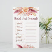Herfst Pampas Grass Boho Bridal Word Scramble Game (Staand voorkant)