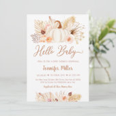 Herfst Pampas Grass Pumpkin Baby shower Kaart (Staand voorkant)