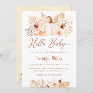 Herfst Pampas Grass Pumpkin Baby shower Kaart