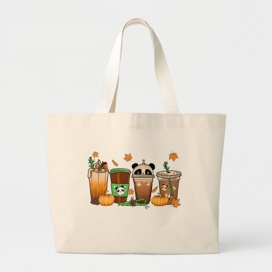 Herfst Panda Coffee Canvas tas (Voorkant)