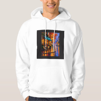 Herfst Paris Café Regenachtig Schilderij Hoodie