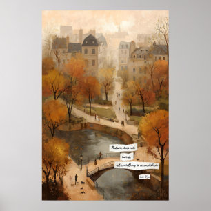 Herfst Park Path Poster  Brug, Vijver, Literaire