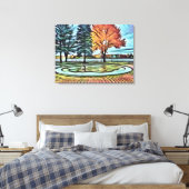 Herfst Park Scenery Canvas in gloeiende waterverve (Insitu (Slaapkamer))