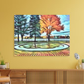 Herfst Park Scenery Canvas in gloeiende waterverve (Insitu (Woonkamer))
