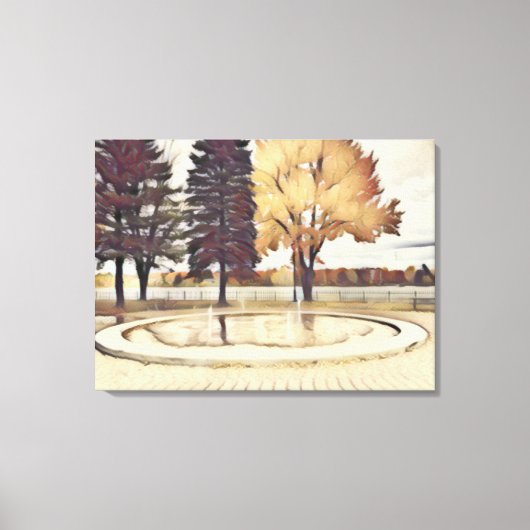 Herfst Park Scenery Canvas in Gouden Tint Afdruk (Voorkant)
