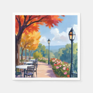 Herfst Park Wandel Aquarel Herfstblad Servet