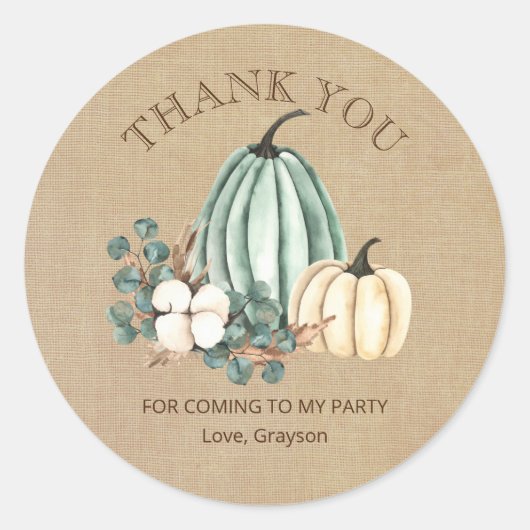 Herfst Partij Hartelijk dank Ronde Sticker (Voorkant)