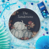 Herfst Party Blauwe pompoen, Happy Thanksgiving Papieren Bordje (Feest)