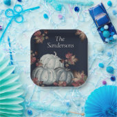 Herfst Party Blauwe pompoen, Happy Thanksgiving Papieren Bordje (Feest)