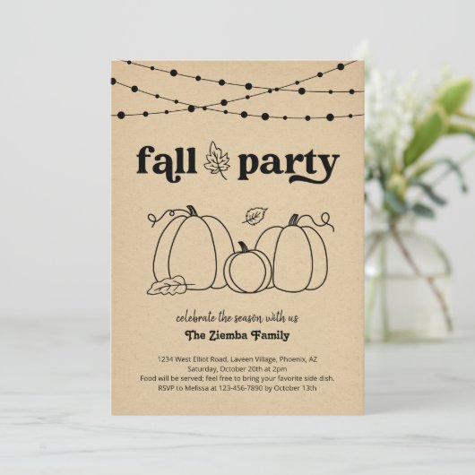 Herfst Party Invitation Kaart (Staand voorkant)