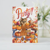 Herfst Party Invitation Kaart – Gezellige herfstbi (Staand voorkant)