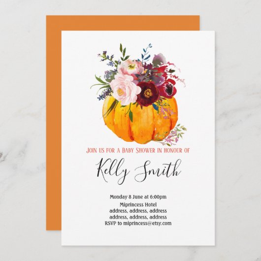 herfst party, pompoen, herfst, uitnodiging (Voorkant / Achterkant)