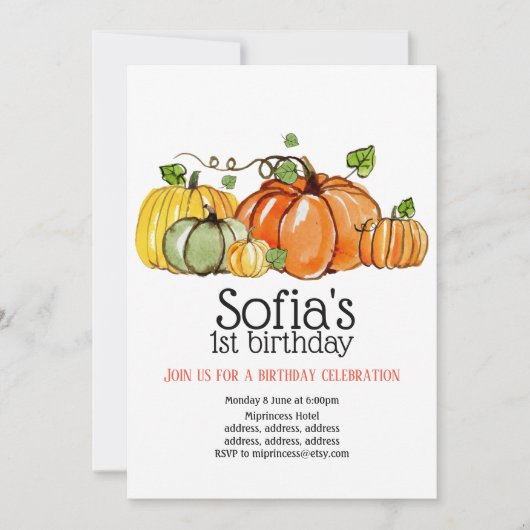 herfst party, pompoen, herfst, uitnodiging (Voorkant)