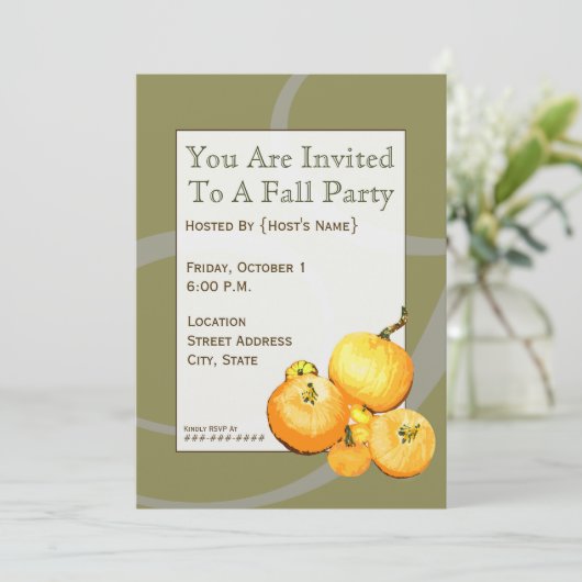 Herfst Party Pumpkin Uitnodiging (Staand voorkant)