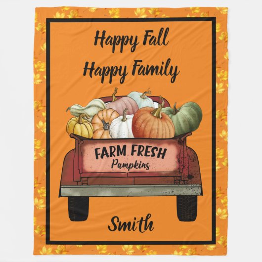 Herfst past pompoen Gold Leaves aan Fleece Deken (Voorkant)