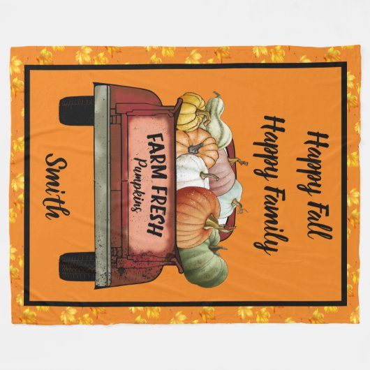 Herfst past pompoen Gold Leaves aan Fleece Deken (Voorkant (Horizontaal))