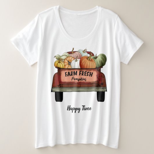 Herfst past pompoen Gold Leaves aan Grote Maat T-shirt (Design voorkant)