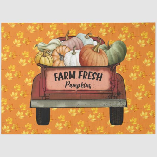 Herfst past pompoen Gold Leaves aan Tissuepapier (Voorkant)