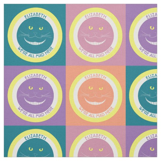 Herfst Pastel Colors Cheshire Smiling Cat Stof (Swatch)